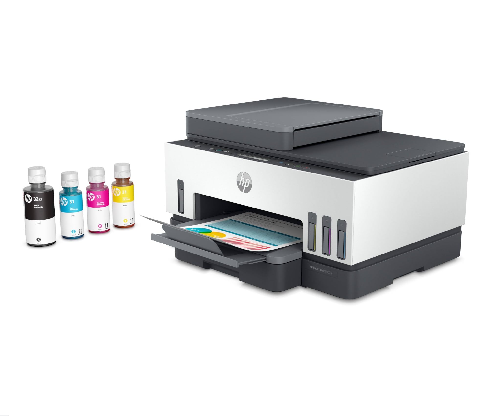 HP Smart Tank 7307 941P5A, Stampante multifunzione a colori con Serbatoi d’Inchiostro, Stampa Fronte/Retro Automatico, Scansione, ADF, 15 ppm, Casa e Piccolo Ufficio, Fino a 3 anni di stampa inclusi