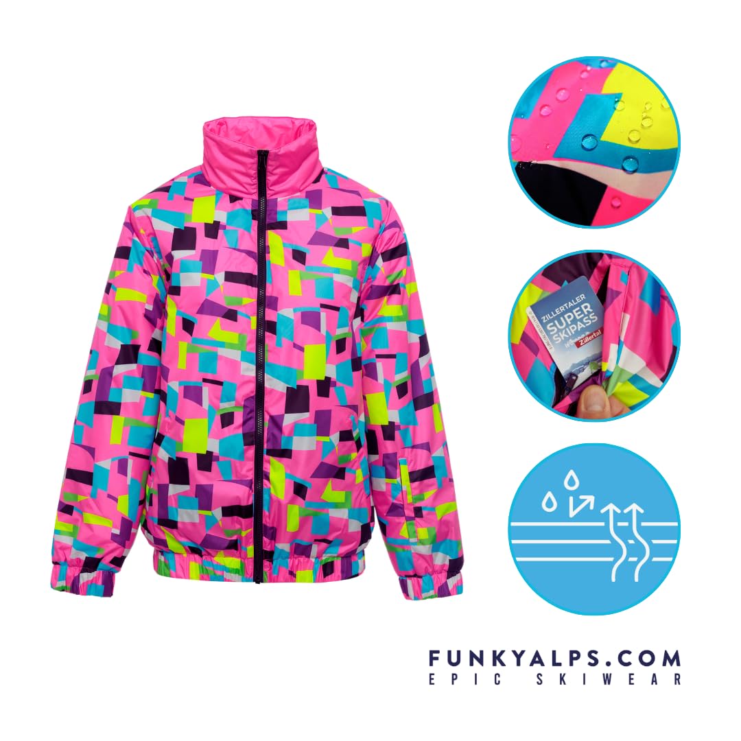 Skijacke Disco - 80'er Jahren Neon Print - Winterjacke - Wasser- und Winddicht - Unisex - Print - Größe S-XXL