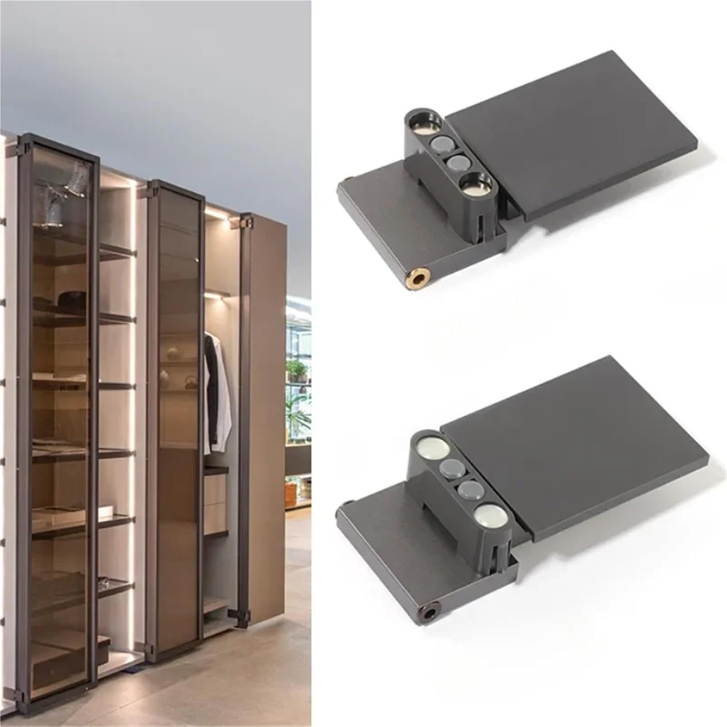 270 Degrees Large Angle Adjustable Damping Buffer Aluminum Frame Door Needle Heaven Earth Hinge 1Pcs(Type C)