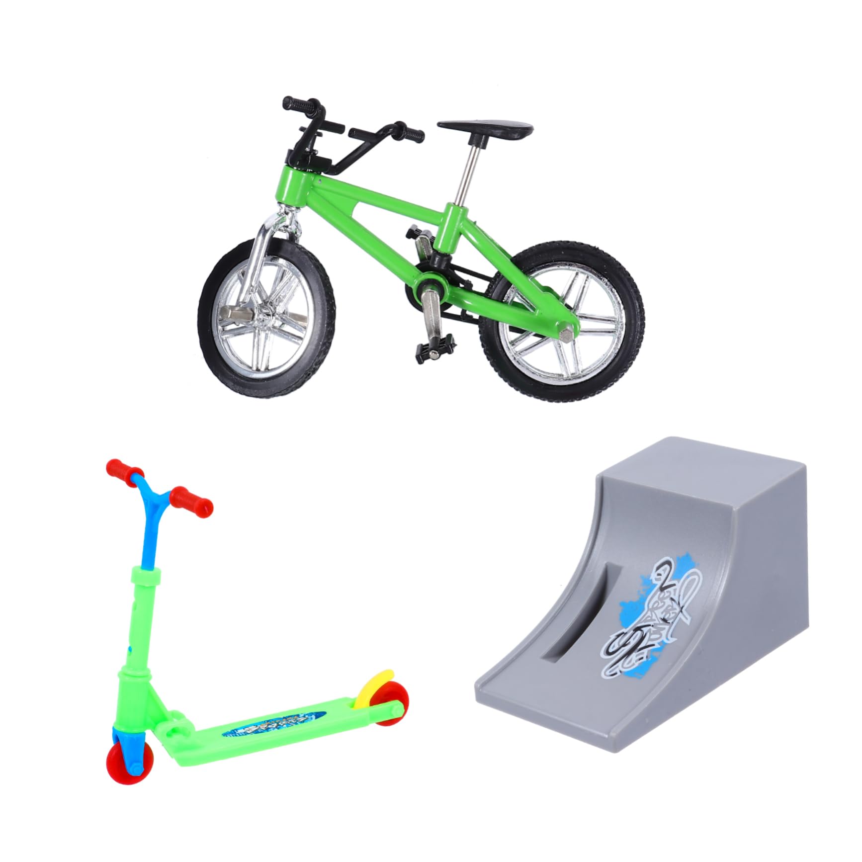 NAMOARLY 1Set Mini Finger Bike Sturdy Desk Game with Ramp Folding Scooter Educational Fun for Birthday Present for Finger Sports Enthusiasts
