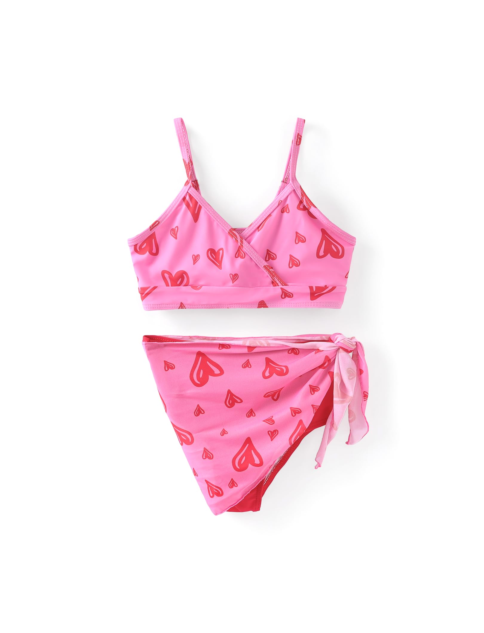 PATPAT Conjunto de Trajes de baño de 3 Piezas para niñas, Traje de baño con Top, Braga Bikini niña y Falda de baño, Bikini niña, Bikini Menstrual niña, Ropa de baño 5-12 años 110-152cm