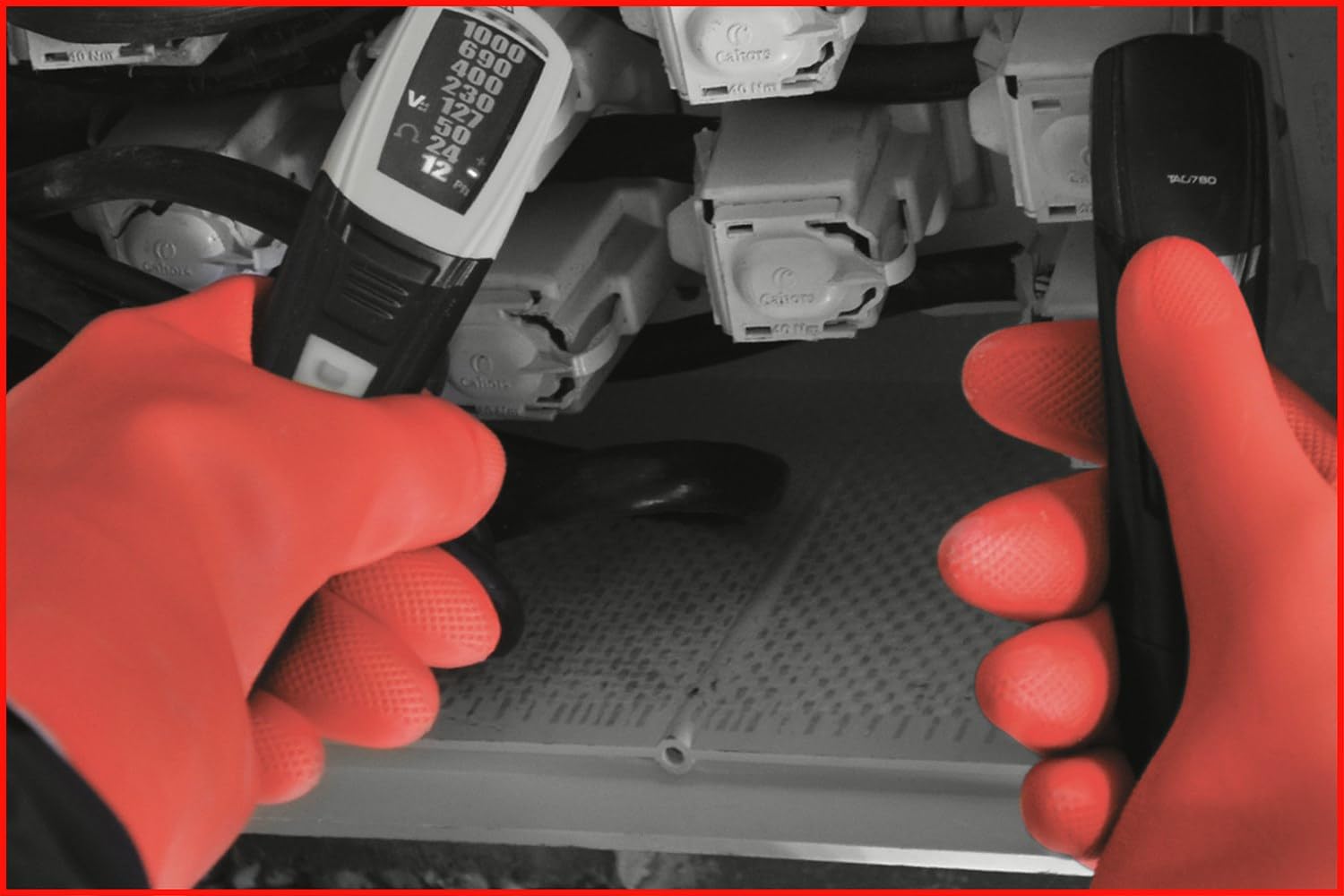 KS Tools 117.0095 Elektriker-Schutzhandschuh mit mechanischem- und Wärmeschutz | Größe 12 | Klasse 2 [17.000 V] | rot