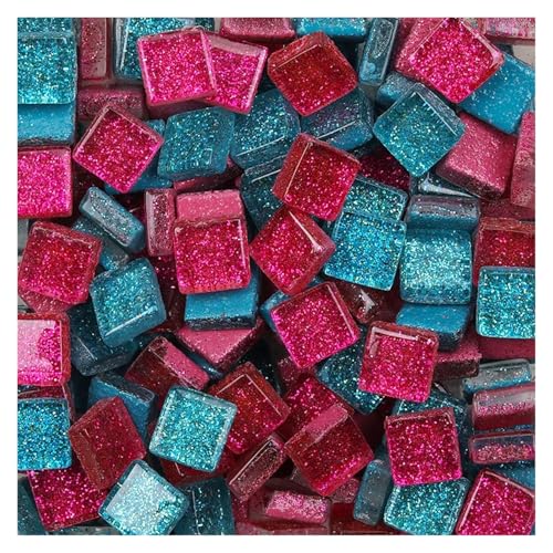 Teselas para Mosaicos 50 piezas de mosaicos vidrio con purpurina colores variados for manualidades, materiales mosaico, rompecabezas(Color10)