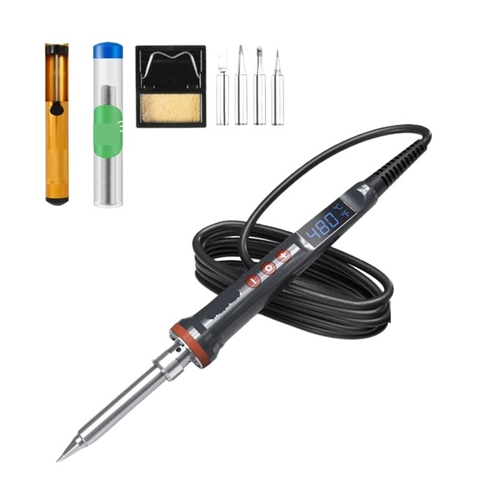 Soldador Portátil De 90/100/200 W Con Ajuste Temperatura Digital, Suspensión Automática, Calefacción Cerámica Interna Térmica, Herramientas Soldadura Electrónicas Calentamiento Preciso(100W Kit)
