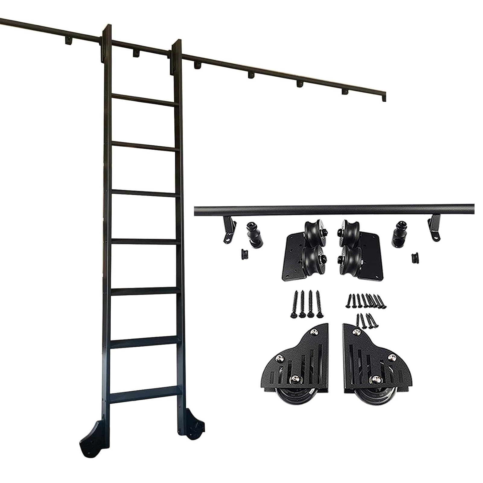 Rieles deslizan kit de herrajes para escalera corrediza de biblioteca de tubo redondo