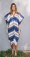 Vista 2 de Del Mex Poncho clásico de manta mexicana Azul