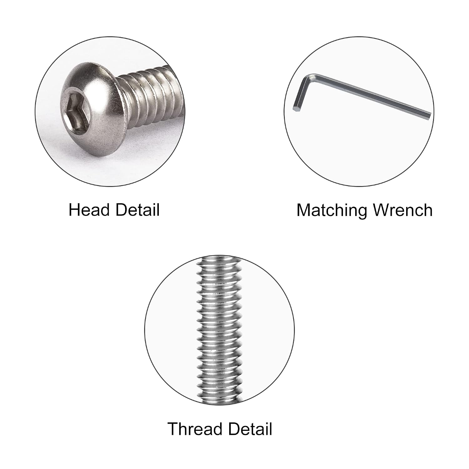 Button Head Socket Cap Bright Bolts, Hex Allen Head Wrench Drive Screws, 18-8 (304) Stainless Steel Nuts Fully Threaded, 1/4-20 x 1 inch, 100 PCS