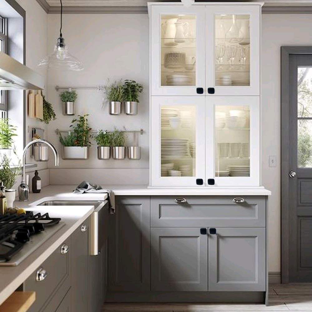 WYTNB Pomoli Per Mobili Nero - 16 Pezzi, Rotondi A Fungo, Con Viti, Per Cassetti E Armadi - Foto 13