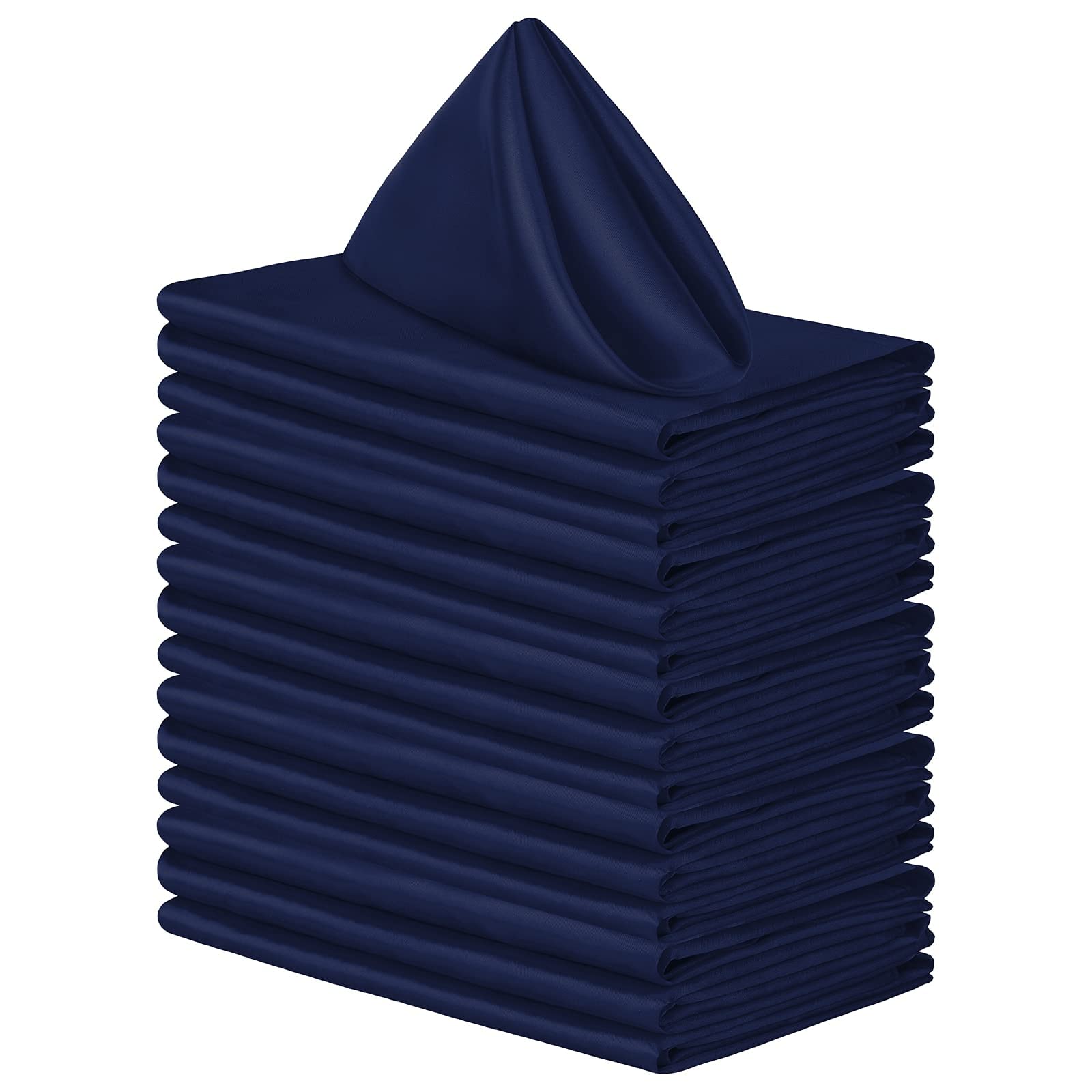 Aneco 16 Pack Square Satin Napkin Bright Silk Table Napkin Soft Smooth Fabric Table Napkin for Wedding Banquet Party Decoration, Navy Blue, 20 x 20