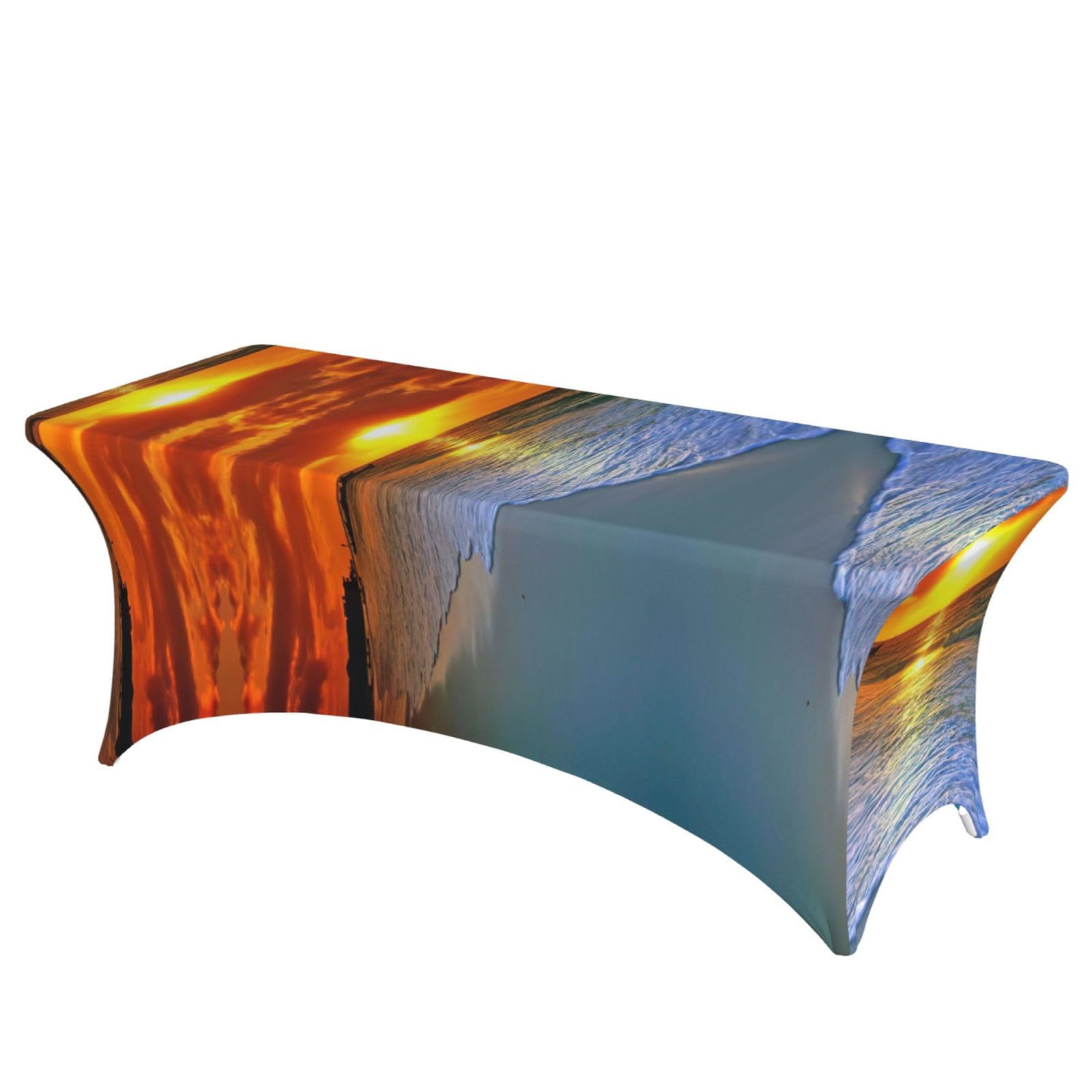 Housse de table de terrasse rectangulaire élasthanne 1,8m EdWal imprimé coucher de soleil