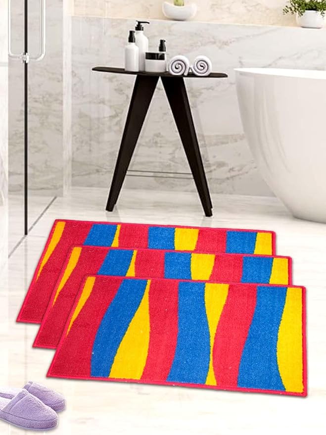 Athom Living Easy Home Designer Soft Anti Slip Bath Mat 38x58 cm Pack of 3