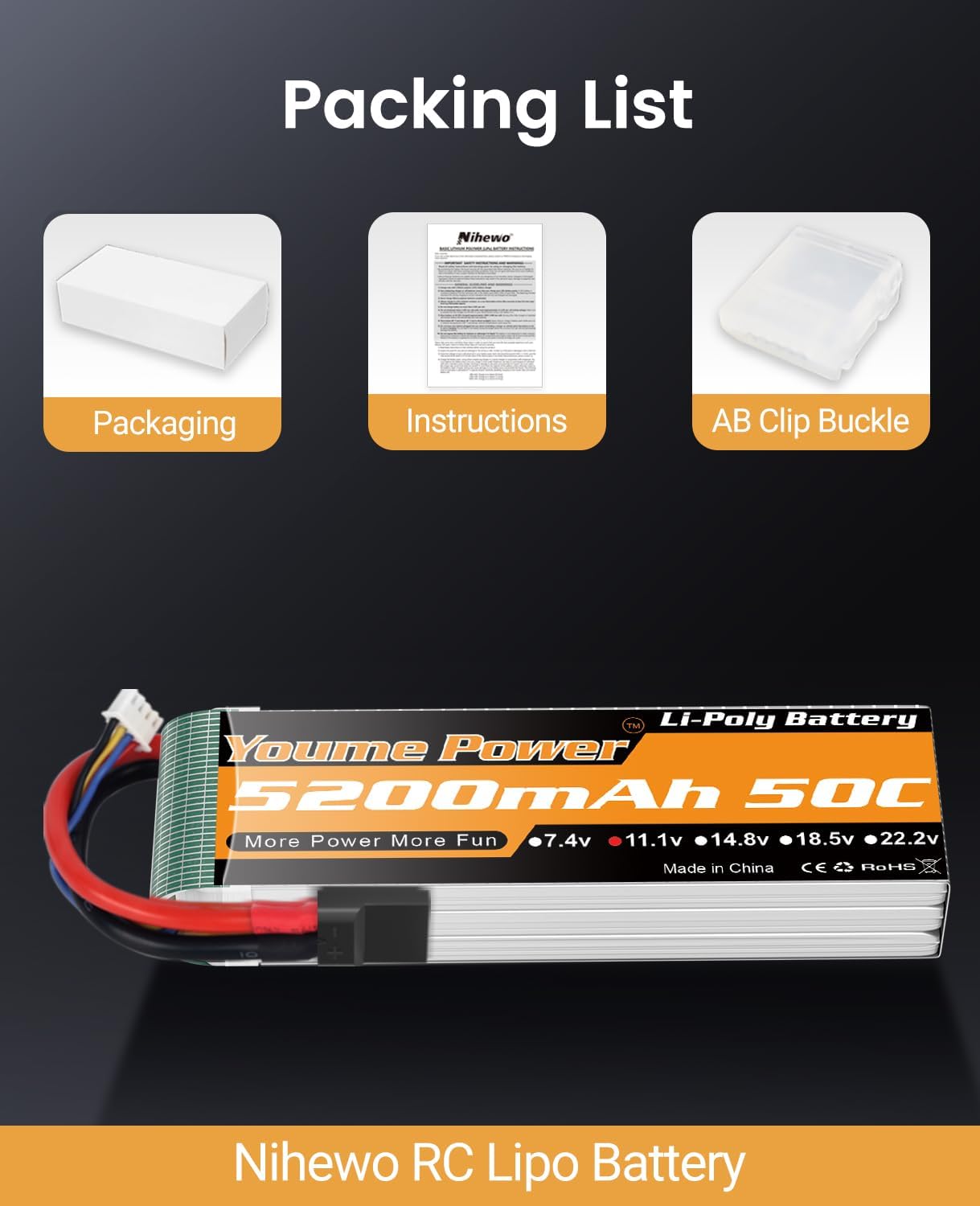 3S Lipo Battery 5200mAh Shorty 11.1V RC Battery 50C with Tr Plug Soft Case Compatible with 1/8 1/10 Scale RC Car Truck Vehicle Tank Buggy Truggy Boat Drone Aircraft Airplane (2 Packs)