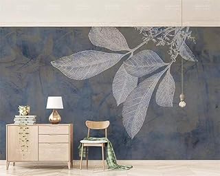 Azul marino Líneas Hojas Papel pintado Mural Textura TV Fondo Pared papel de parede 250×175cm