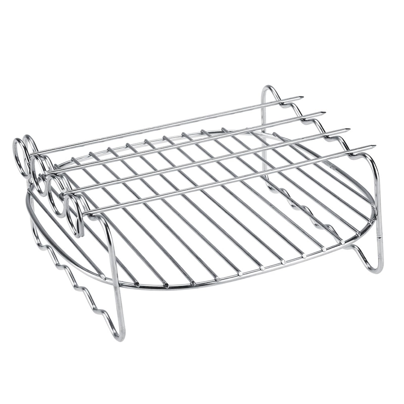 Griglia di ricambio per barbecue, 18 x 18 x 8, spiedini a doppio strato, teglia per friggitrice ad aria