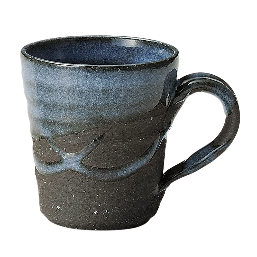 Marui Shigaraki Ware Hechimon Mug Navy Blue 10.1oz Ceramic Made in Japan