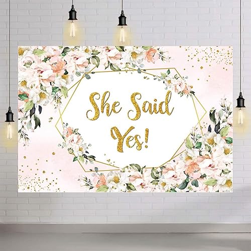 Miniatura 4 de Telón de fondo de despedida de soltera de 7 x 5 pies, fondo de fotografía pastel rosa rosa floral dorado con purpurina para boda, compromiso,