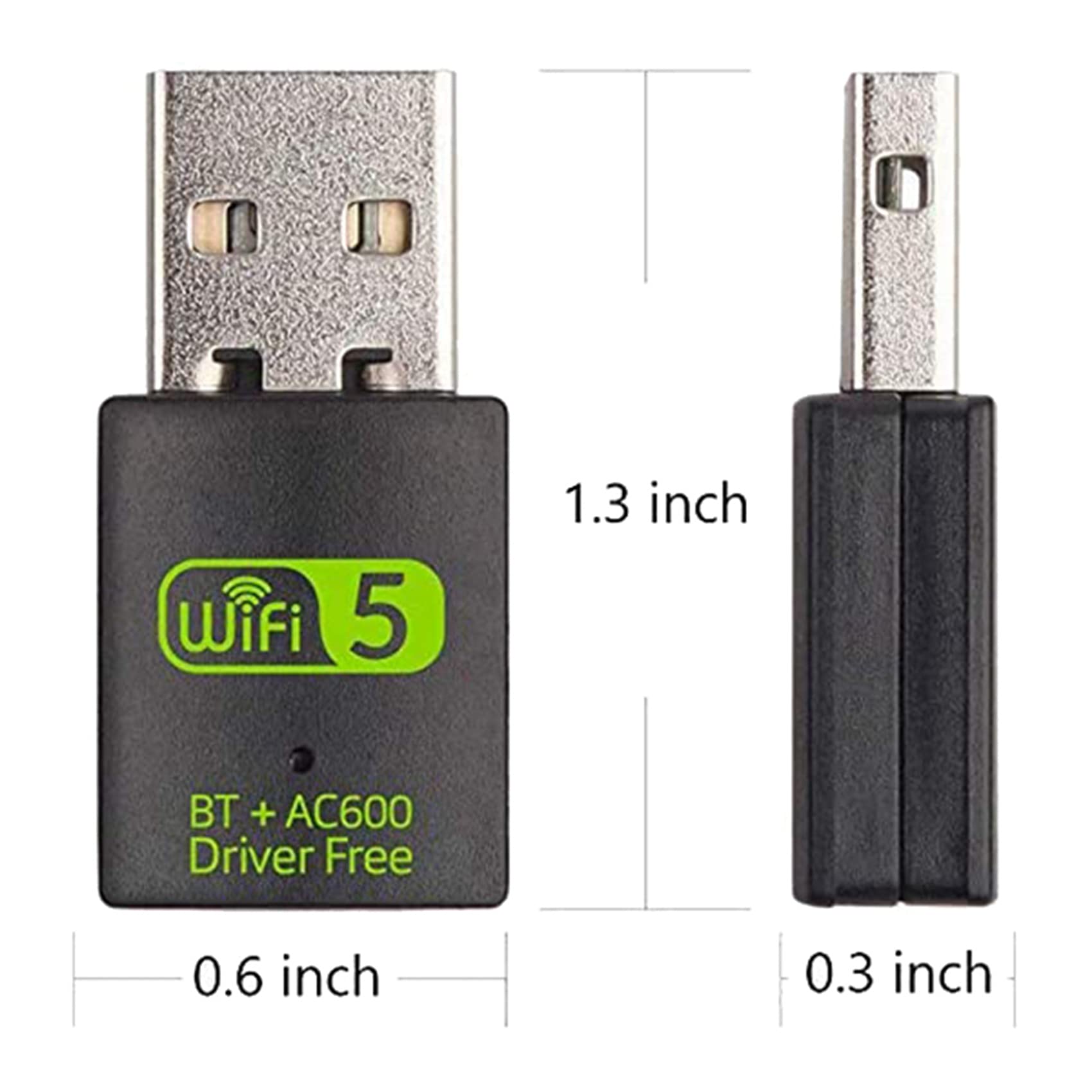 5X Adattatore Bluetooth WiFi USB, Ricevitore Esterno di Rete Wireless Dual Band 600 Mbps, Dongle WiFi per PC/Laptop/Desktop