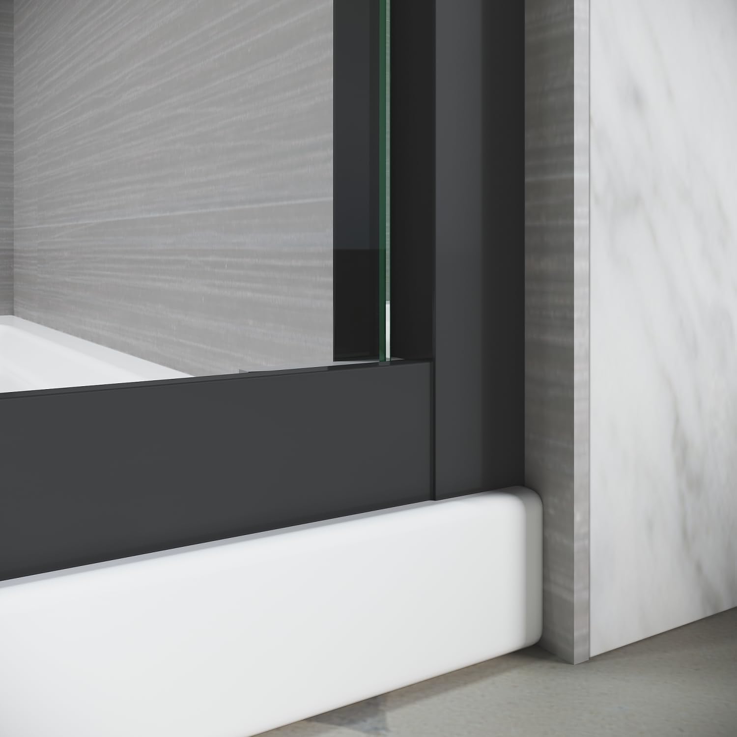 Geelife Sliding Glass Tub Door 56-60 in. W X 57 in. H - Matte Black - Thickened Track Rust-Resistant Stain-Resistant - Bathroom Shower -