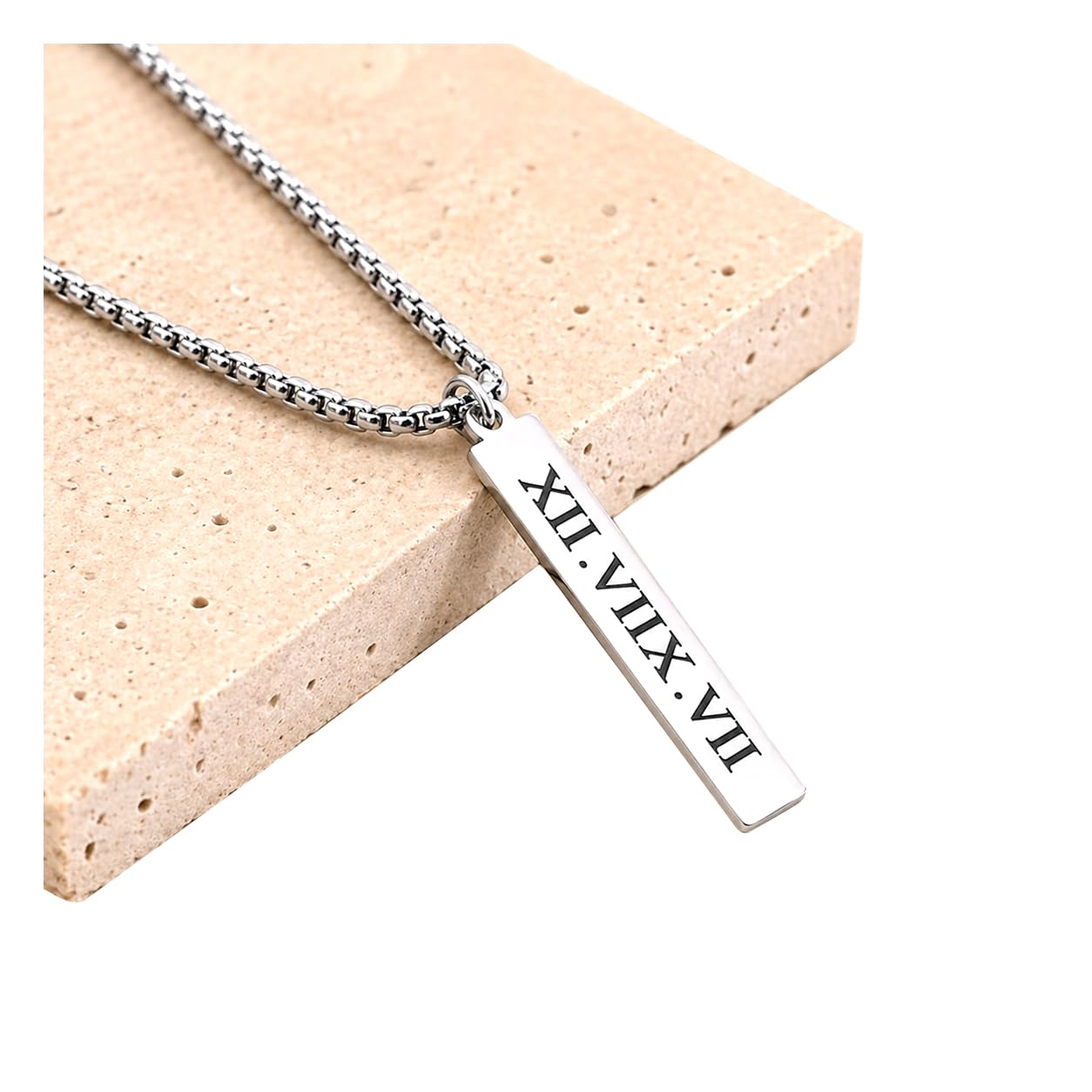 sensygifts Personalized Men's Bar Necklace, Engraved Bar Pendant For Men, Custom Men's Jewelry, Name Necklace, Gift For Boyfriend Husband Fathers Day-picture-19