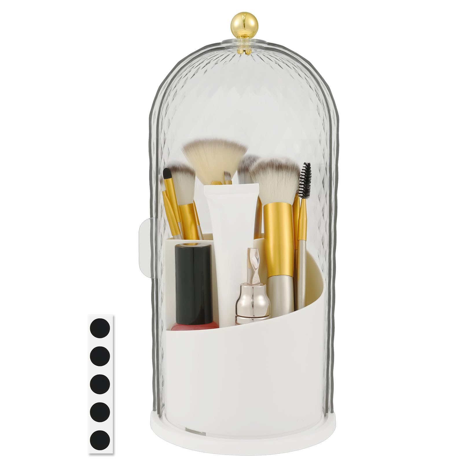 Ghshanog White Concealed Toothbrush Holder,Makeup Brush Holder Organizer With Lid, 360 Rotating Sliding Opening Cosmetic Brush Container,Waterproof Dustproof Divided Organizer For Vanity Bathroom(White)