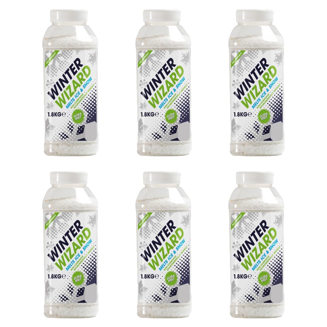 Winter Wizard White Pet Friendly Ultra Melt De-Icer 1.8Kg Shaker Tubs (Box Of 6) – Eco-Safe Ice & Snow Melt, Works Down To -50°C, Non-Corrosive, Biodegradable, Non-Toxic