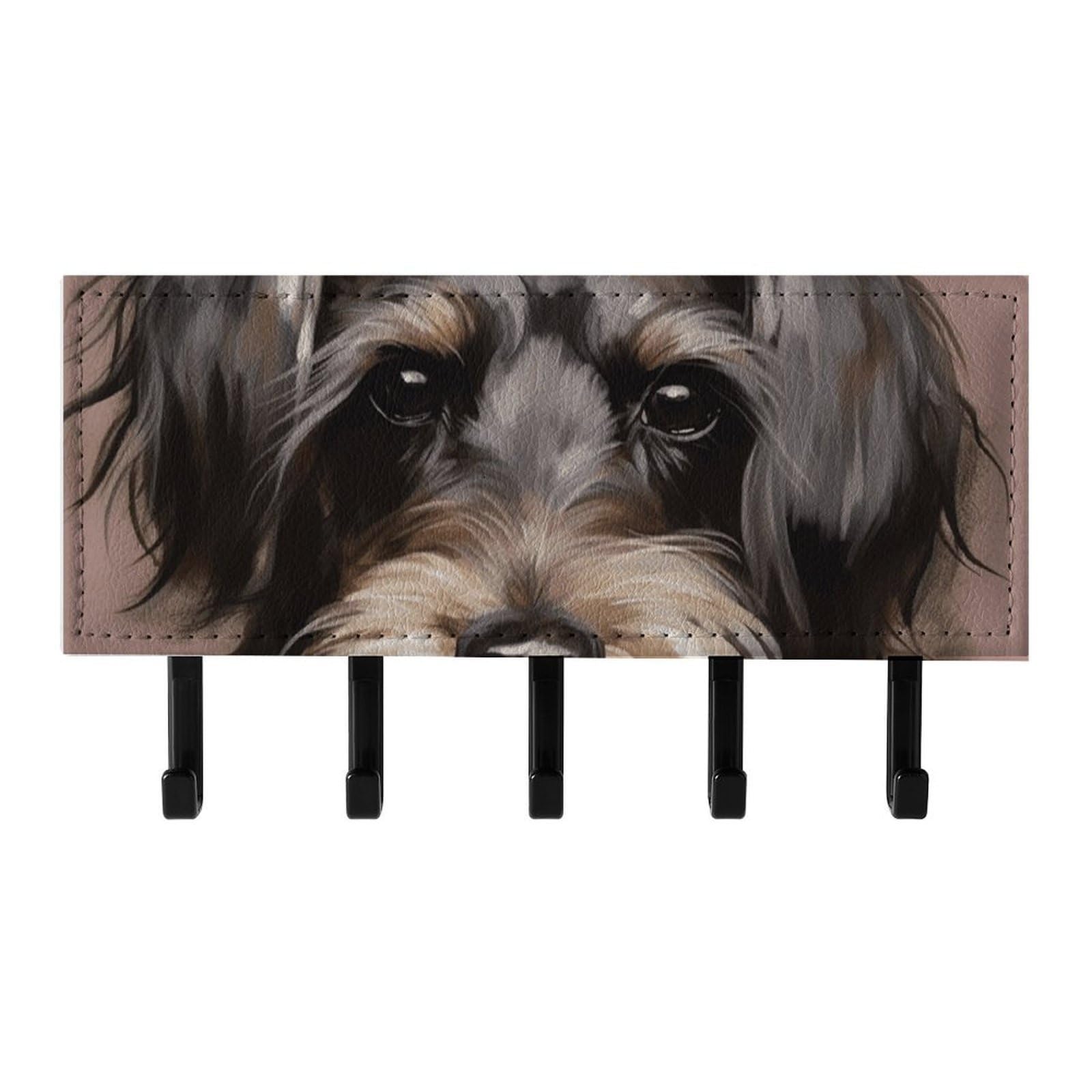 QMNLKH A Dog Wall Mounted Key Rack for Home, No Drilling Key Holder with 5 Hooks, Self Adhesive Keys Chain Organizer for Hallway, Keys Hanger Shelf for Office, Doorway Black