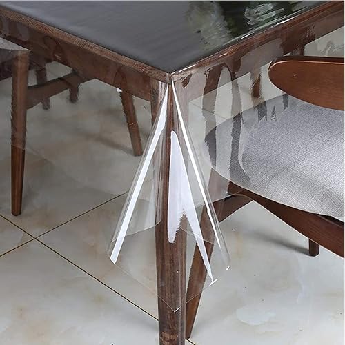 Miniatura 2 de JHKJ - Mantel protector de mesa transparente para comedor (plástico, rectangular, 0.039in de grosor, PVC, para mesa de comedor, oficina, 23.6 x
