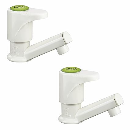 LIPKA Designo Pillar Cock Faucet | PTMT Water Tap | Ivory Color | Pack of 2