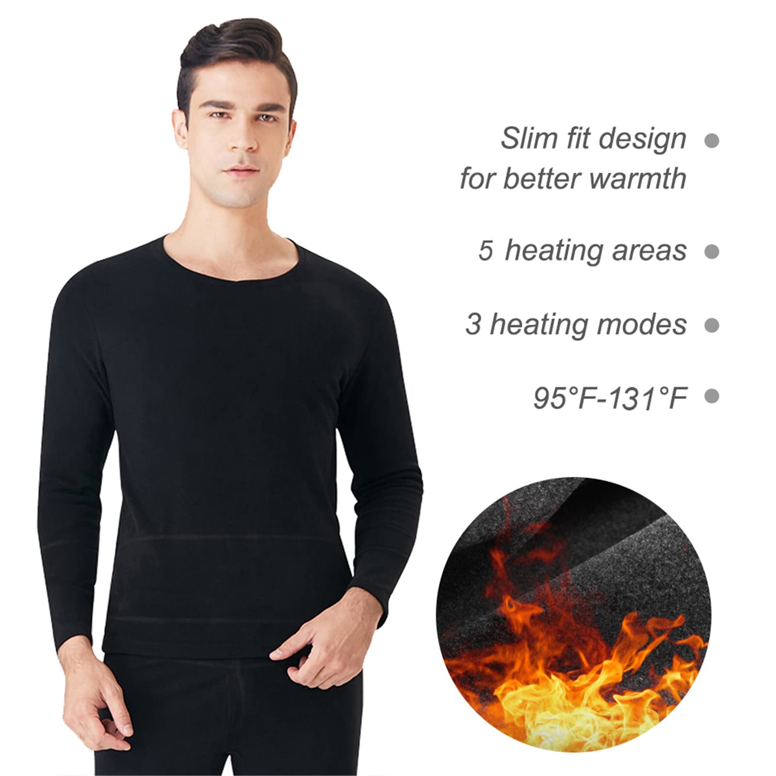 Giacca Termica Foderata in Pile riscaldante Biancheria Intima Termica elettrica Giacca da Ciclismo Uomo Donna Tuta riscaldata Biancheria Intima Termica elettrica USB (Nero XXL) (Nero XL)