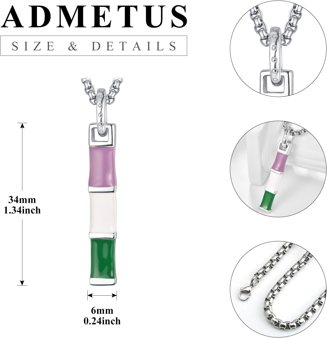 ADMETUS Genderqueer Necklace Sterling Silver Queer Necklace Genderqueer Pride Pendant Jewelry LGBTQ Pride Necklace Genderqueer Pride Gifts for Men Women - Image 2