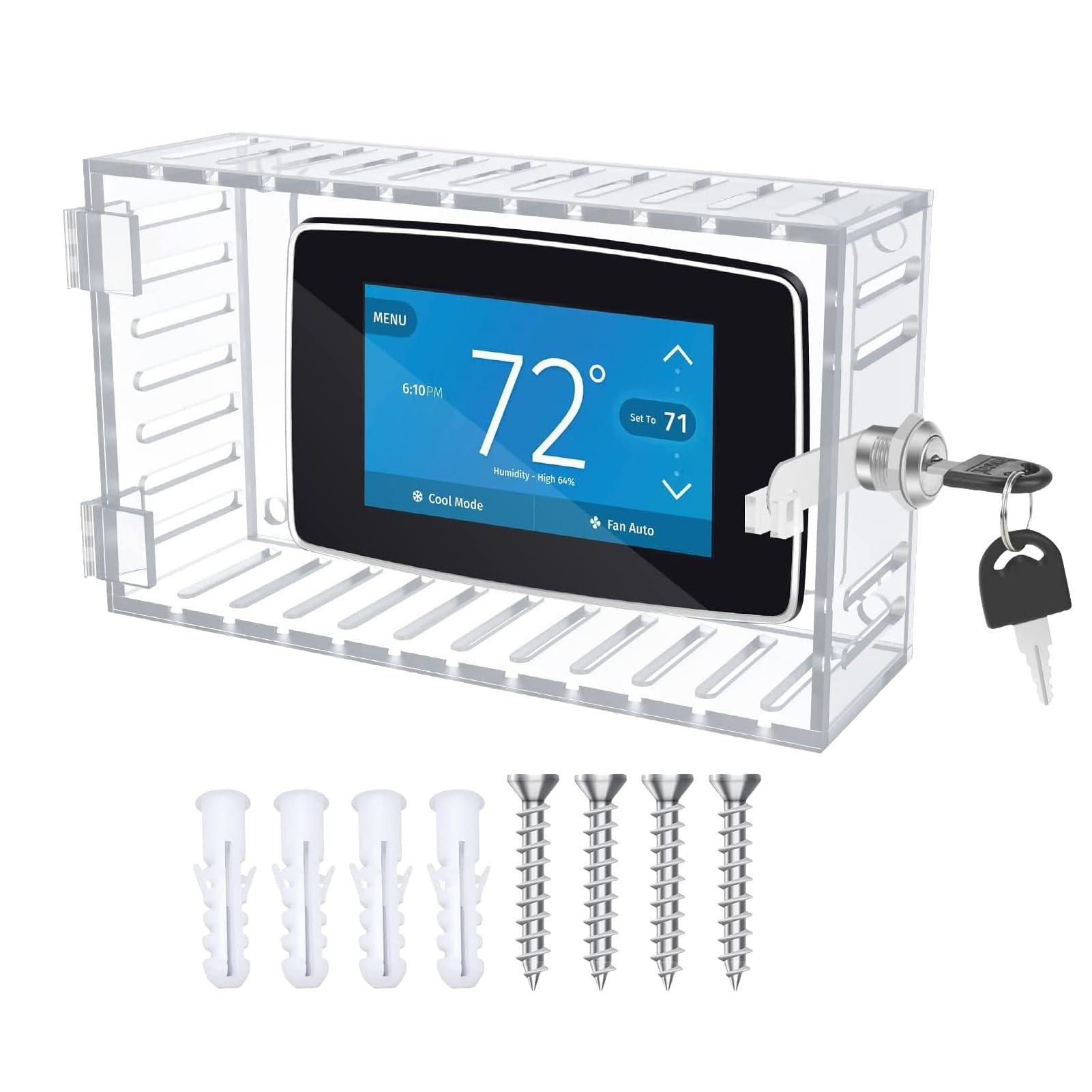 Thermostaatvergrendelingsdoos Universele grote transparante thermostaat beschermende bewaker voor thermostaat op de muur (Gecodeerd slot