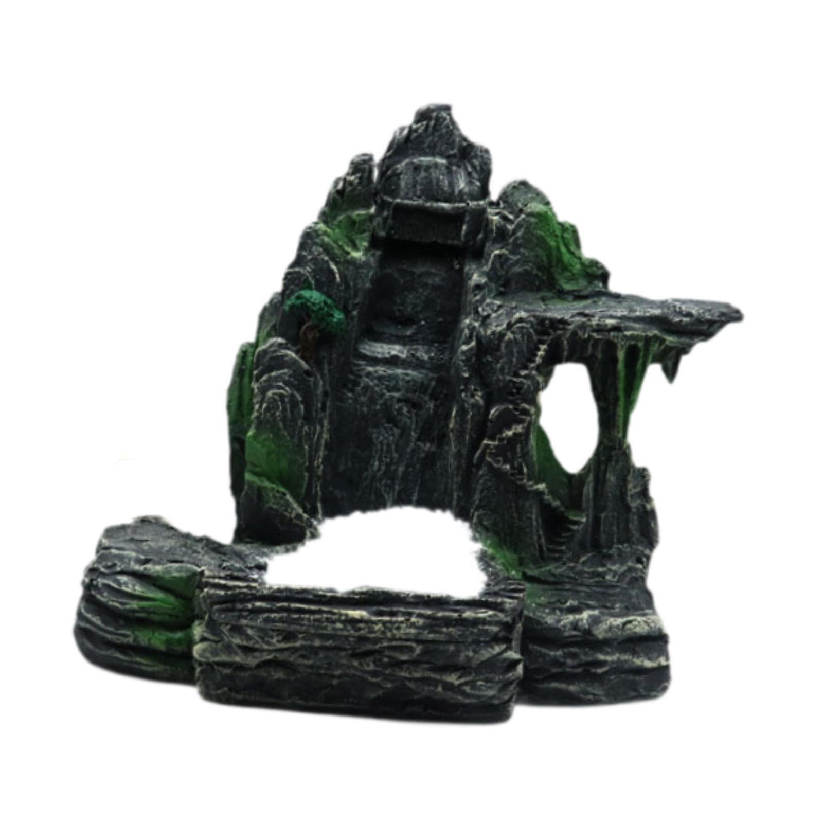 Adorno de Resina de Montaña con Cascada de Piedra para Decoración de Acuarios de Mesa para Paisajismo Acuático Y