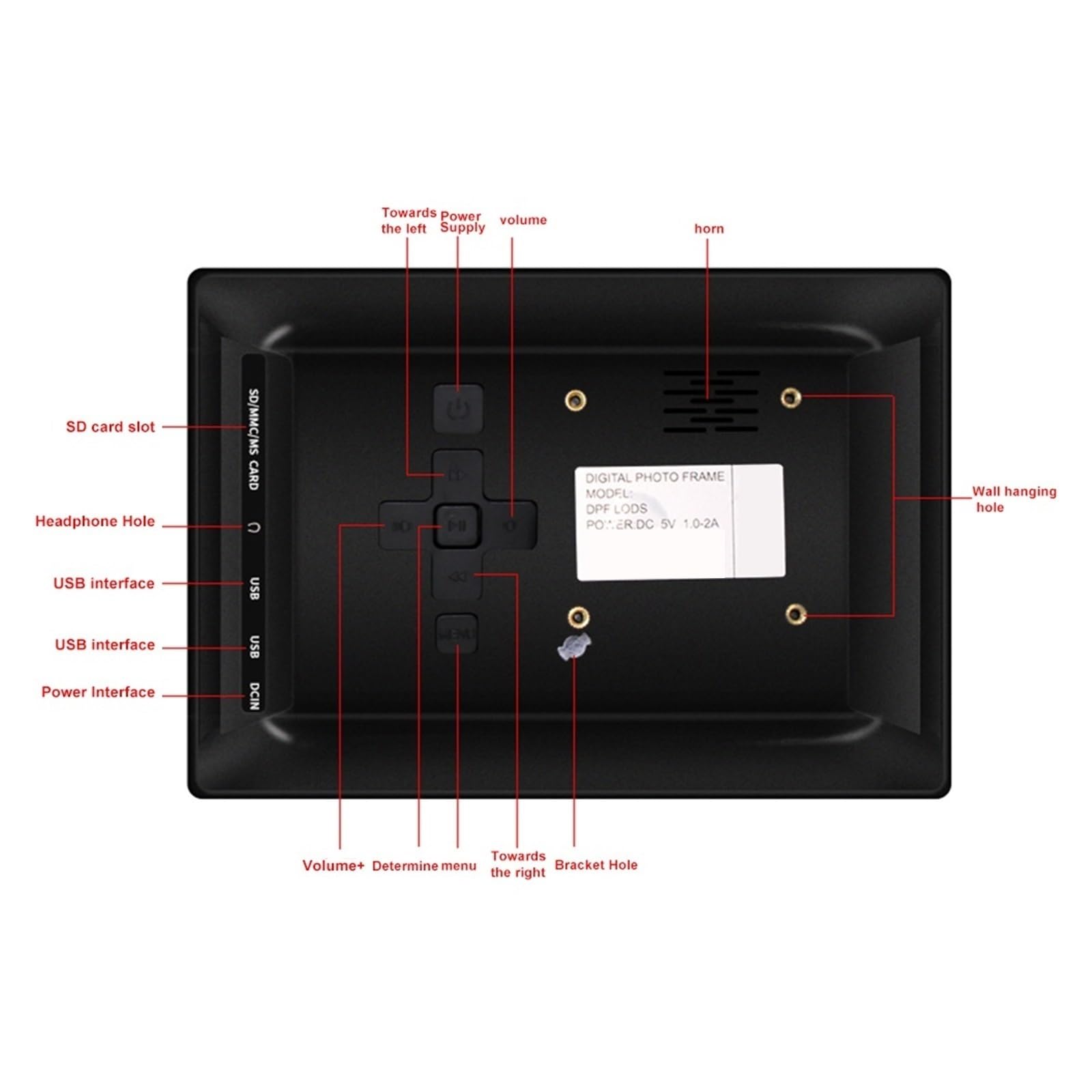 7 Cal Cyfrowa Ramka Na Zdjęcia HD 800x480 LED Inteligentny Elektroniczny Album Fotograficzny LCD Ramka Na Zdjęcia MP3 MP4 Odtwarzacz Muzyczny Z Pilotem(Black)
