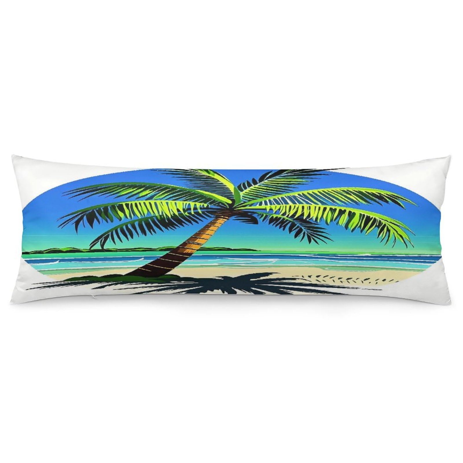 Palm Tree Clip Art Pillowcase Decorative Body Pillow Cover Soft Full Long Pillow Case Breathable Large Body Pillowcase Cute Cozy Pillow Sham for Bed Couch Sofa 18.9 X 53 Inch