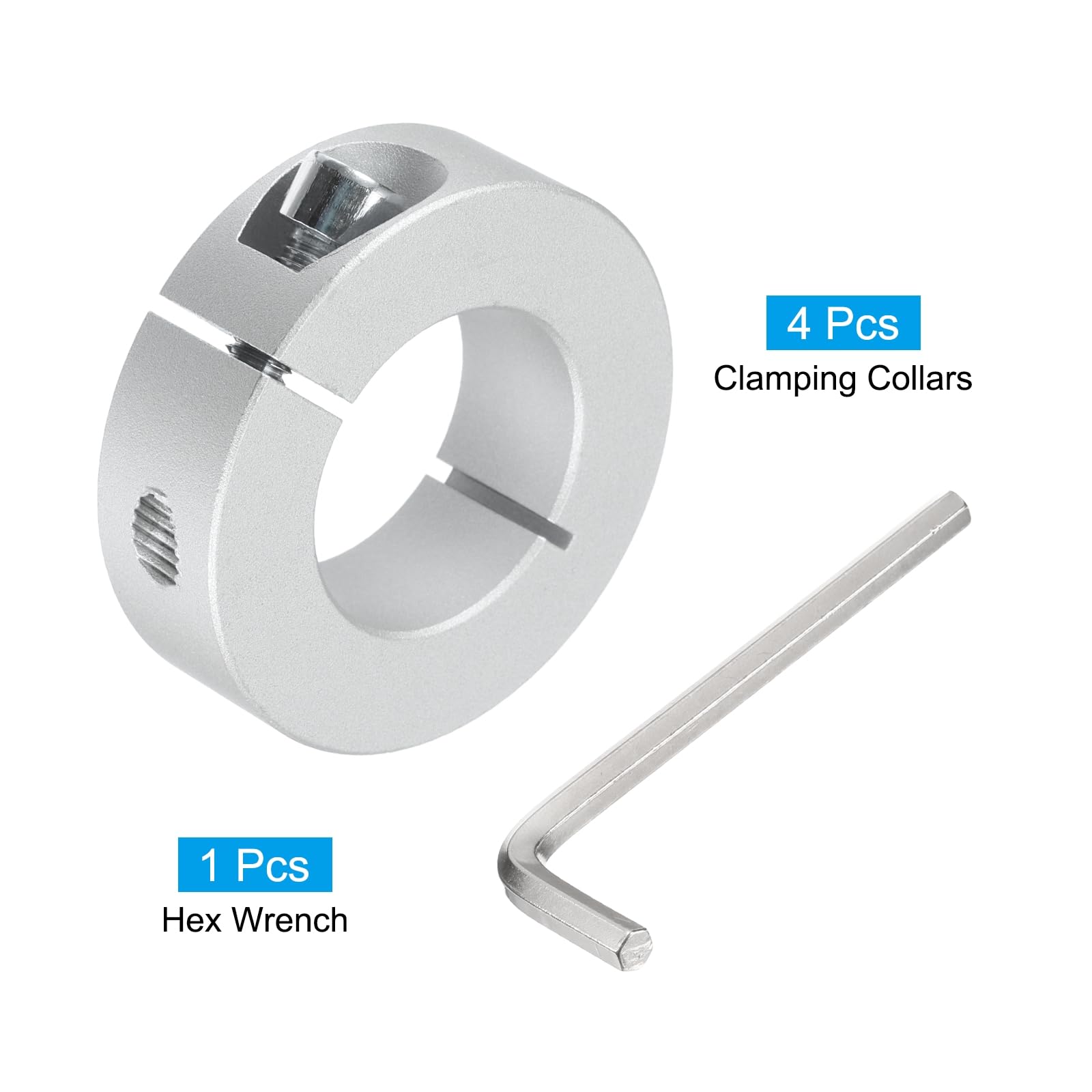 QUARKZMAN Set di Collari a Divisore Singolo per Albero 28mm, Un Pezzo 4pz Collari di Bloccaggio 50mm OD, 15mm Spessore, Collare Bloccaggio Lega Alluminio con Viti Fissaggio M6 e Una Chiave