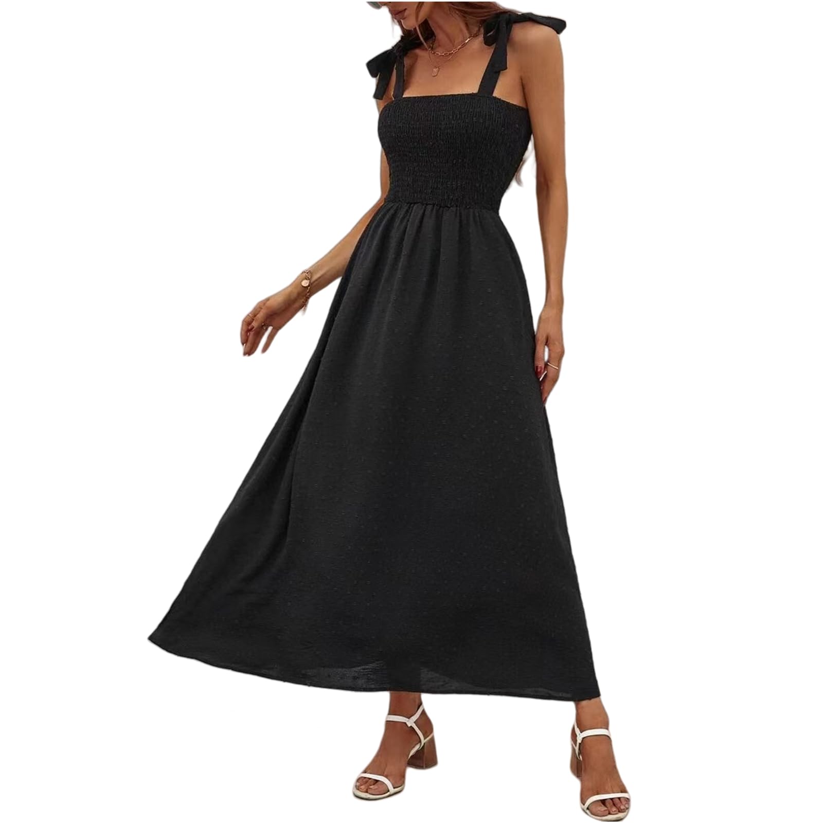 Vestido de Verano Vestido de Tirantes de Verano Femenino Vestido de Playa de Flores sin Mangas con Volantes, HUTALIM, Negro, XL
