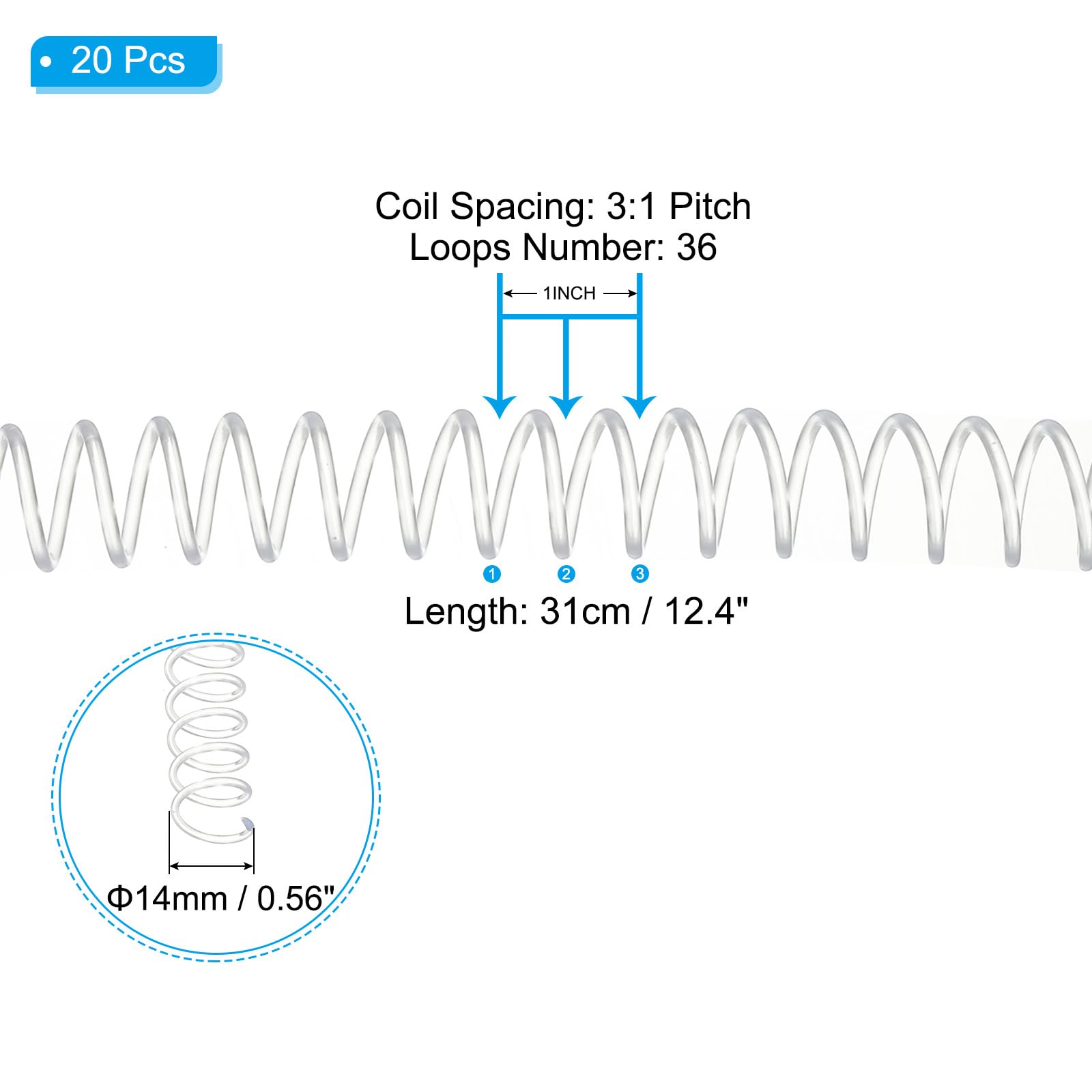 PATIKIL 14mm(9/16") Plastic Spiral Binding Coils - Image 2