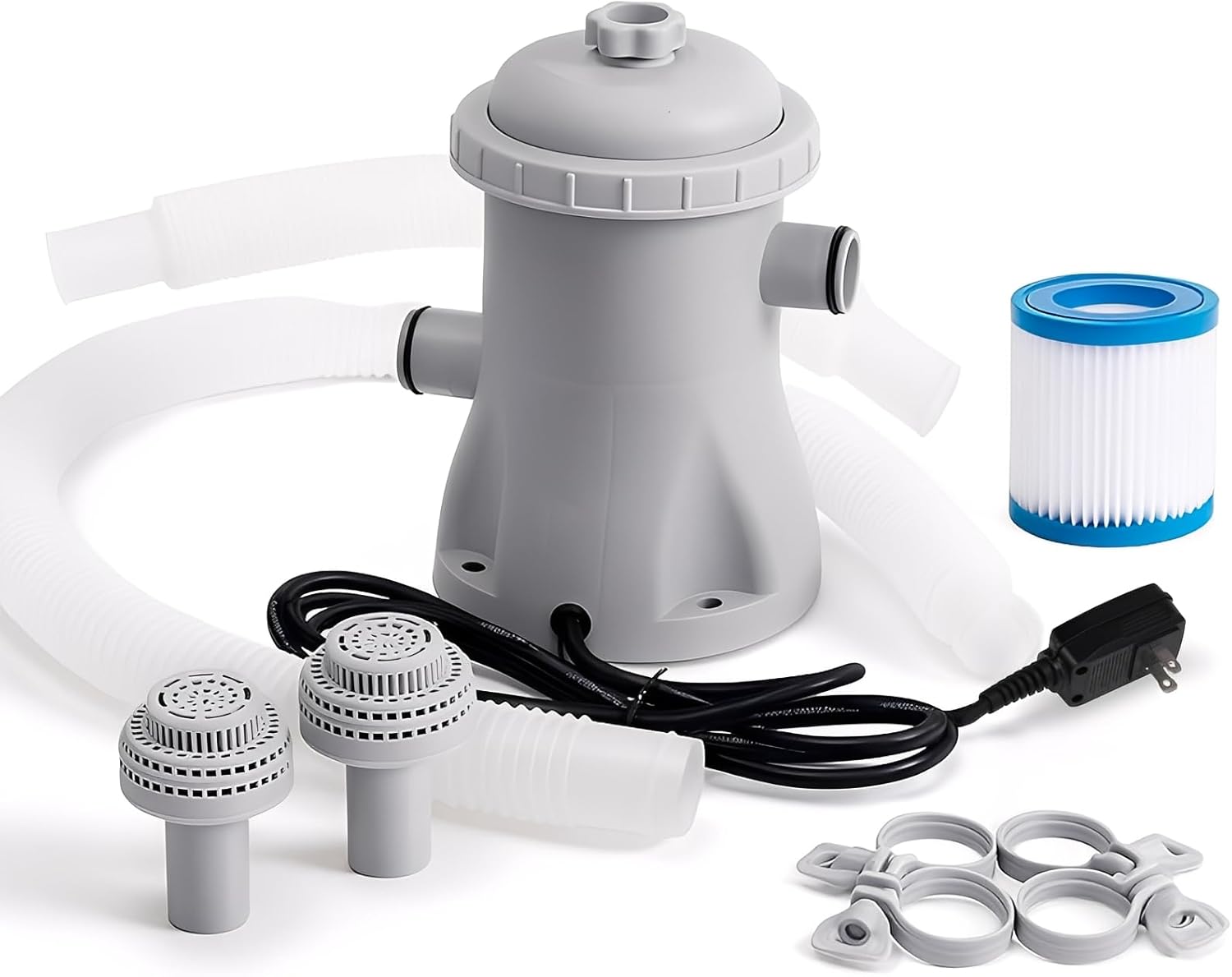 Bomba de filtro eléctrica para piscina, sistema de filtro de cartucho de 330 galones con mangueras y adaptadores, bomba de filtro para piscina sobre