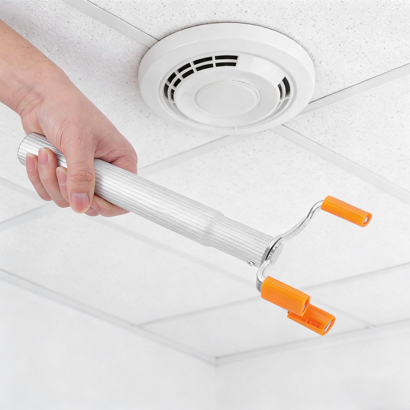 Toddmomy Herramienta Desmontaje Detector de Humo 2 Piezas con Cabezal de Garra y Poste Corto de Aluminio para Techos Altos, Accesorio de Instalación y Mantenimiento Seguro en Entornos