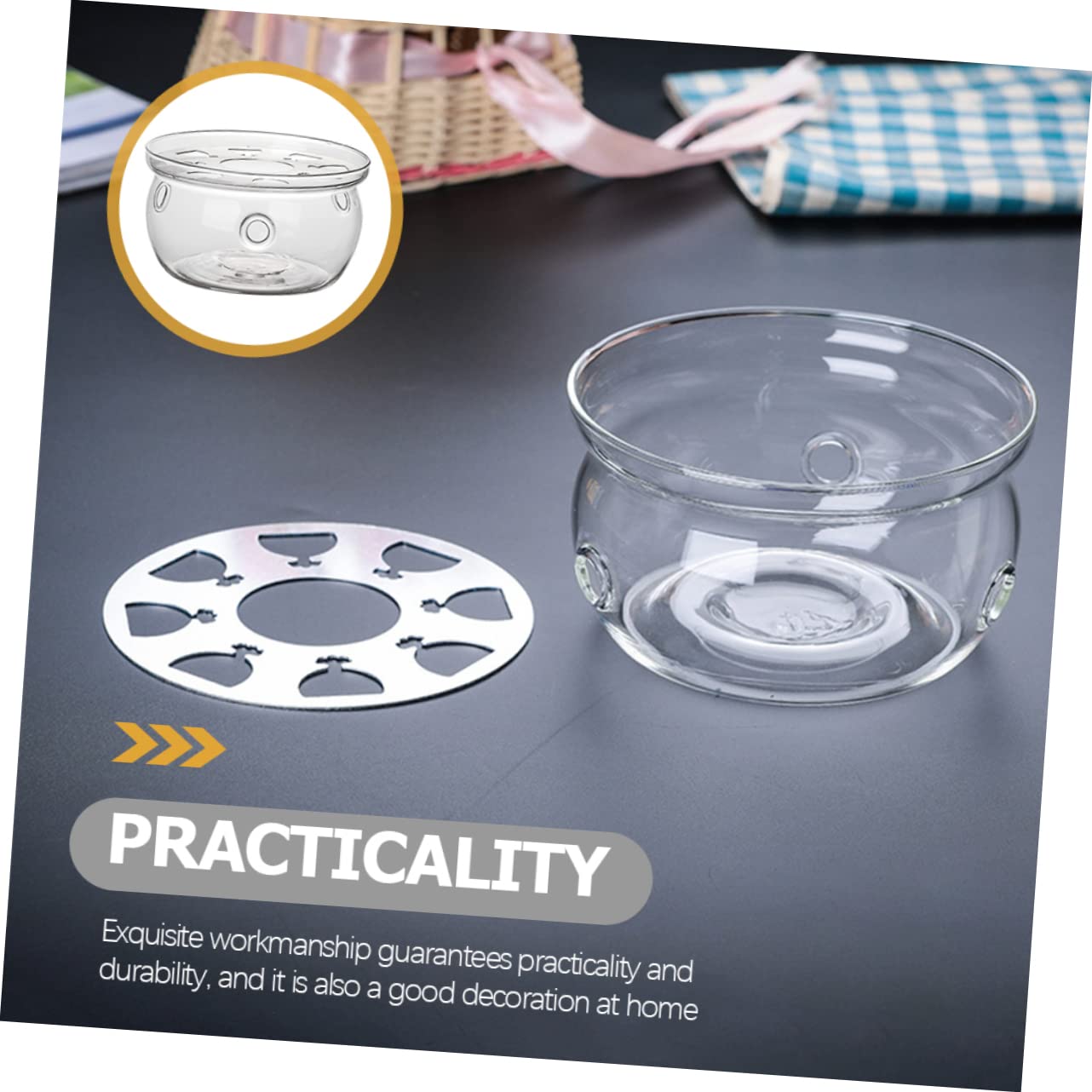 Amosfun 3 Pz scalda tè scalda caffettiera strumento di riscaldamento del tè Candelieri arredamento scaldavivande base scalda teiera scaldacandele in Alto borosilicato