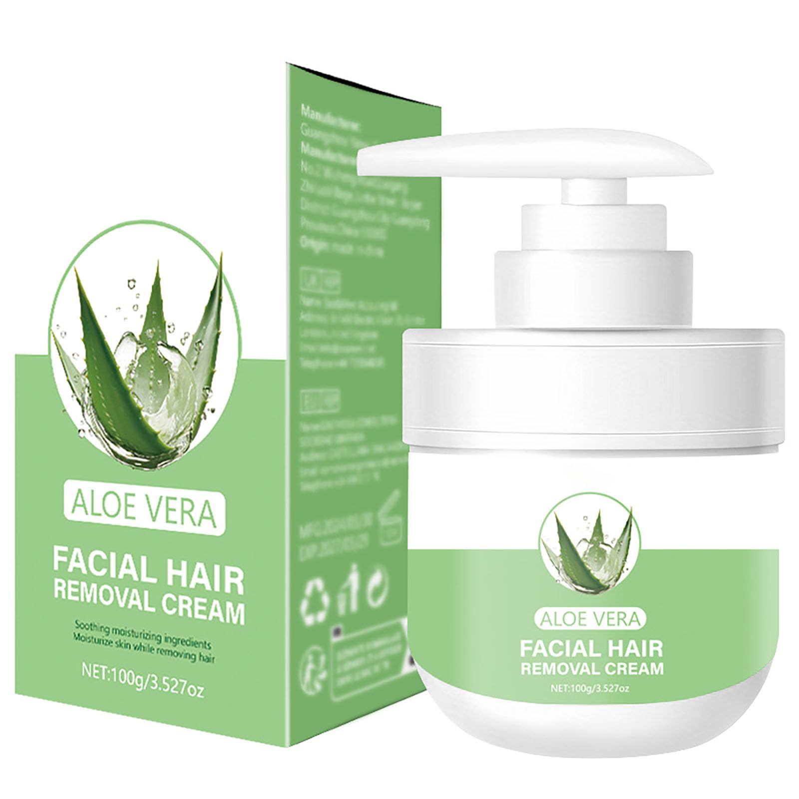 Facial Depilatory Cream, Aloe Vera Facial Hair Removal Cream for Women for Upper Lip and Chin for Women, Aloe Hair Remover for Body Sensitive Skin, Gentle and Non-irritating 3.52 FL.OZ
