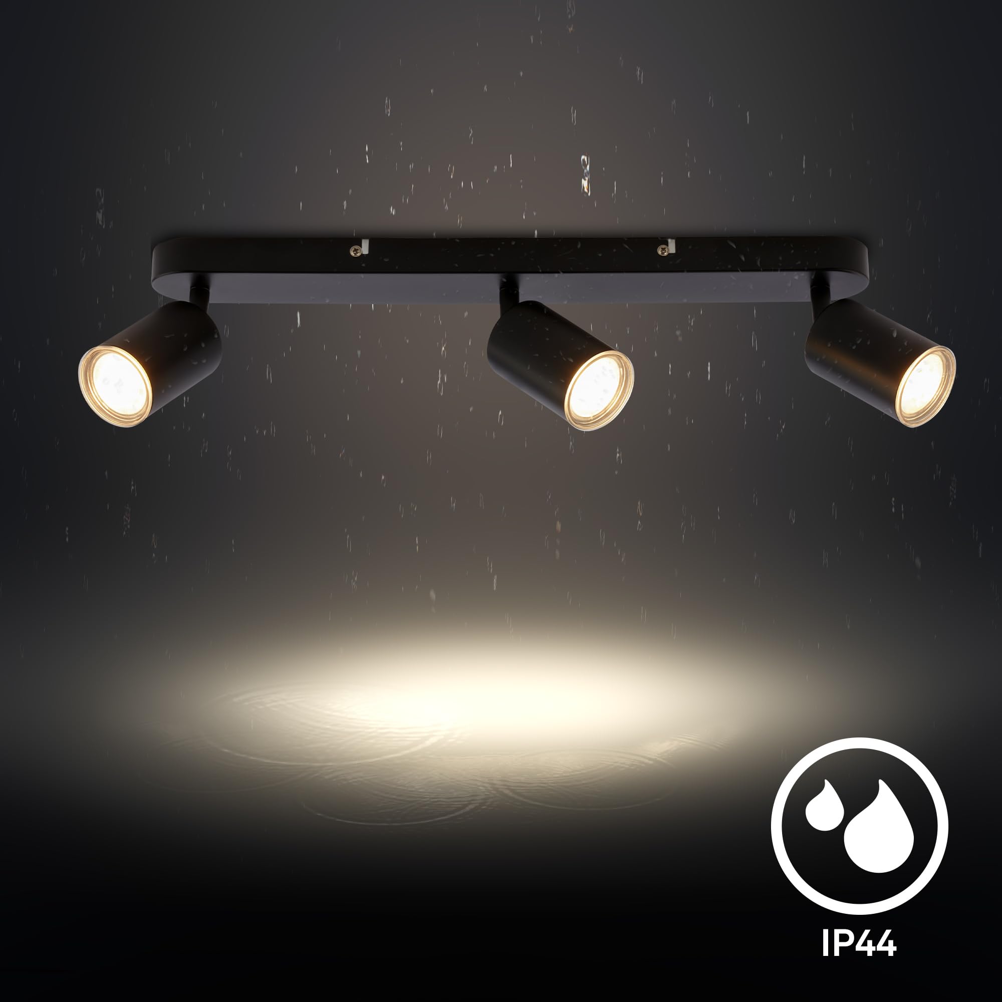 BRILONER - Deckenlampe Schwenkbar IP44 GU10 Fassung max. 9W Schwarz 47,5 cm