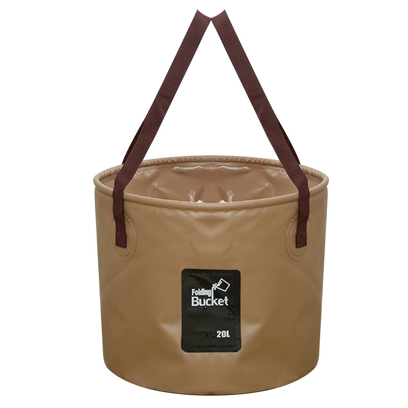 Lancry Collapsible Bucket 10L/20L Large Capacity Foldable Water Bucket for Picnic, Camping, Fishing, Car Washing, Shopping (Khaki, 20L)