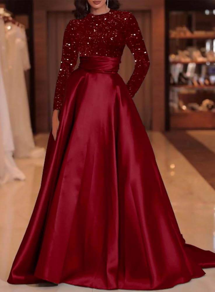 Amazon.com: JiuFuaong A-Line Sparkle Formal Evening Dress