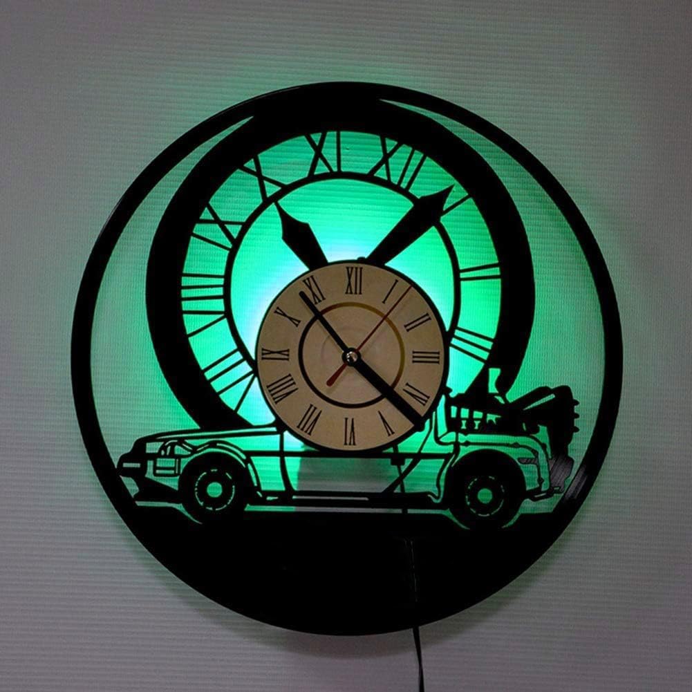 Orologio da parete in vinile, orologio artistico, con luce a 7 toni, 30,5 cm, regalo creativo da parete (con luci)