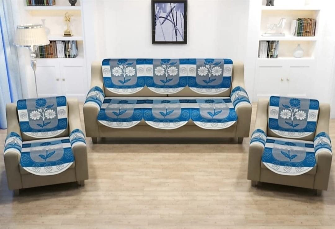 Royal Look 5 Seater Blue Net Sofa Covers || (Pack of 10)-image-2