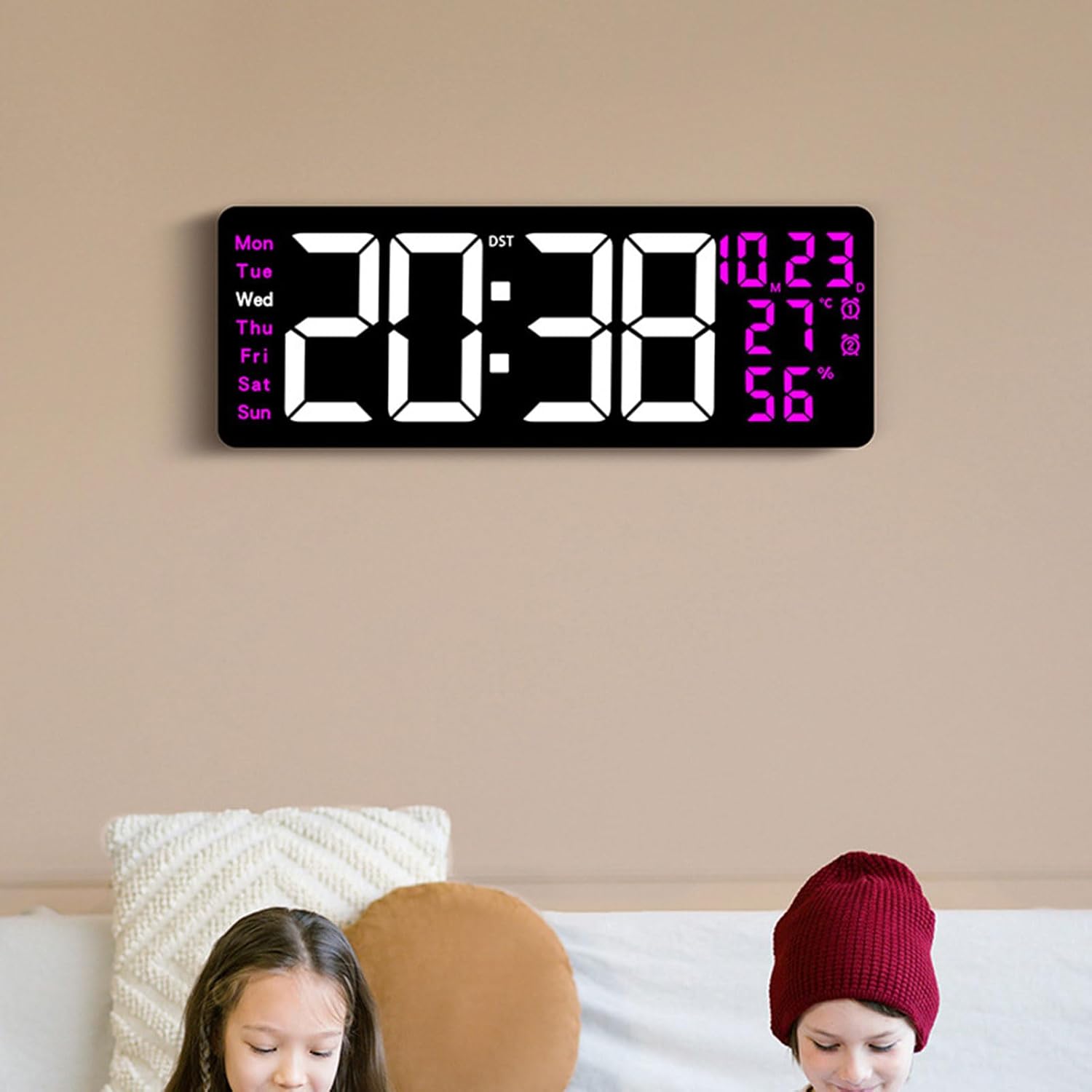 Multifunctional Large Screen LED Digital Wall Clock with Remote Temperature Date Week Display for Home and