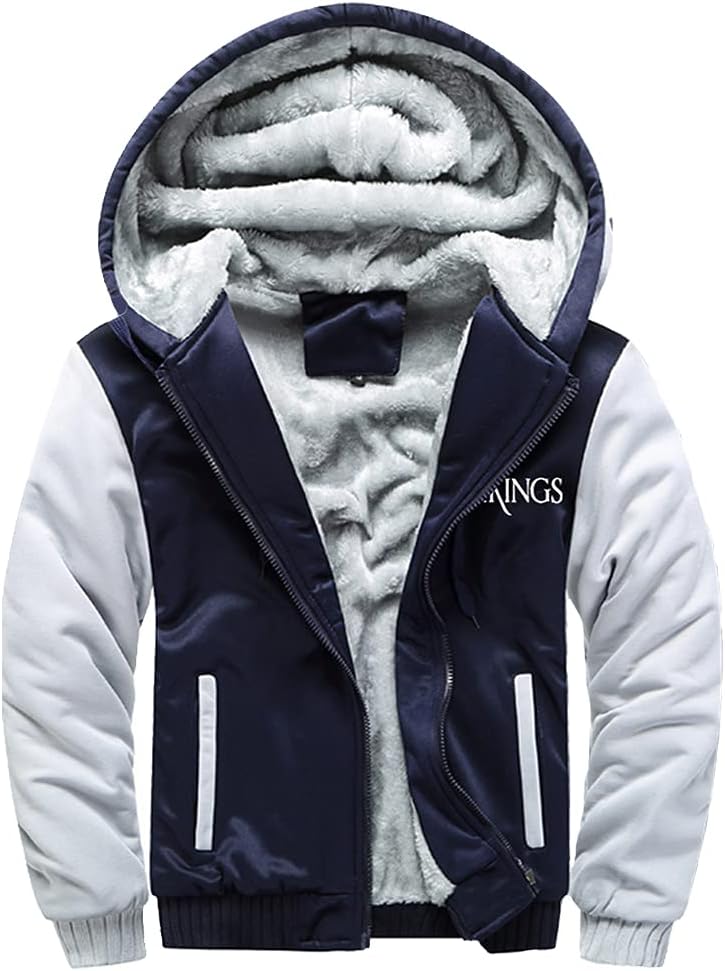 Men Fleece Thick Hoodie Viking Valknut Print Wool Zip Up Hooded Sweatshirts Autumn with Big Pockets Casual Outwear