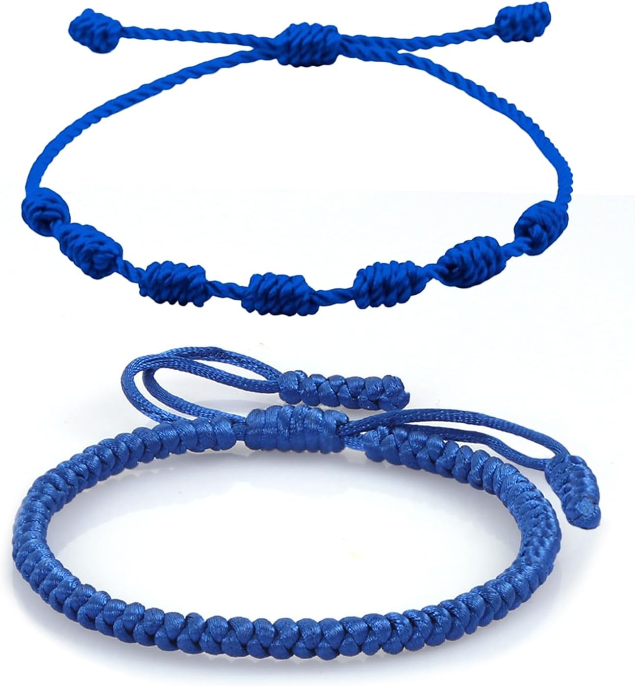 Frodete Blue Friendship Bracelets Blue String Bracelet for Women Men Adjustable Woven Rope Knot Protection Lucky Bracelet for Women Gifts for Christmas