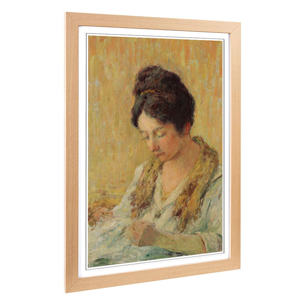 Big Box Art Framed Print of Claude Emile Schuffenecker Seamstress Design | Wall Art Picture | Home Decor for Kitchen, Living Room, Bedroom, Hallway, Oak, A2 / 24.5x18 Inch / 62x45cm
